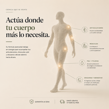 VITALCORPUS™ | Colágeno + Magnesio en Polvo Piel, articulaciones y descanso. Todo en un pote.